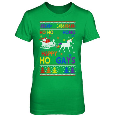 Ho Ho Ho Santa Riding Unicorrn Happy Holigays LGBT-T-Shirt & Sweatshirt-Women's T-Shirt-Irish Green