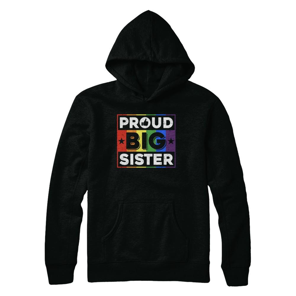 Proud Sister Brother Gay Lesbian Pride Month LGBT-T-Shirt & Hoodie-Pullover Hoodie-Black