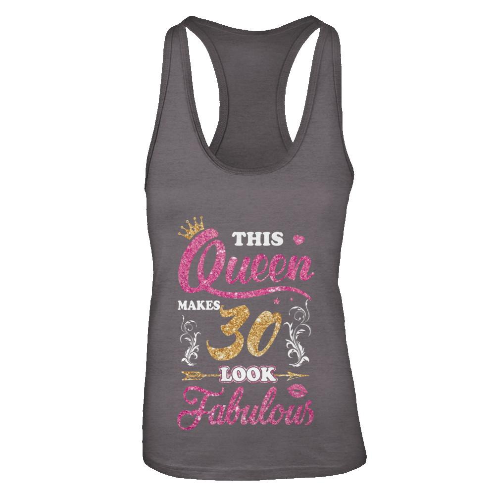 This Queen Makes 30 Look Fabulous 1991 30th Birthday-T-Shirt & Tank Top-Women's Ideal Racerback Tank-Dark Grey