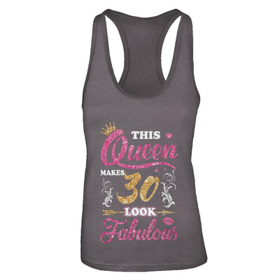 This Queen Makes 30 Look Fabulous 1991 30th Birthday-T-Shirt & Tank Top-Women's Ideal Racerback Tank-Dark Grey