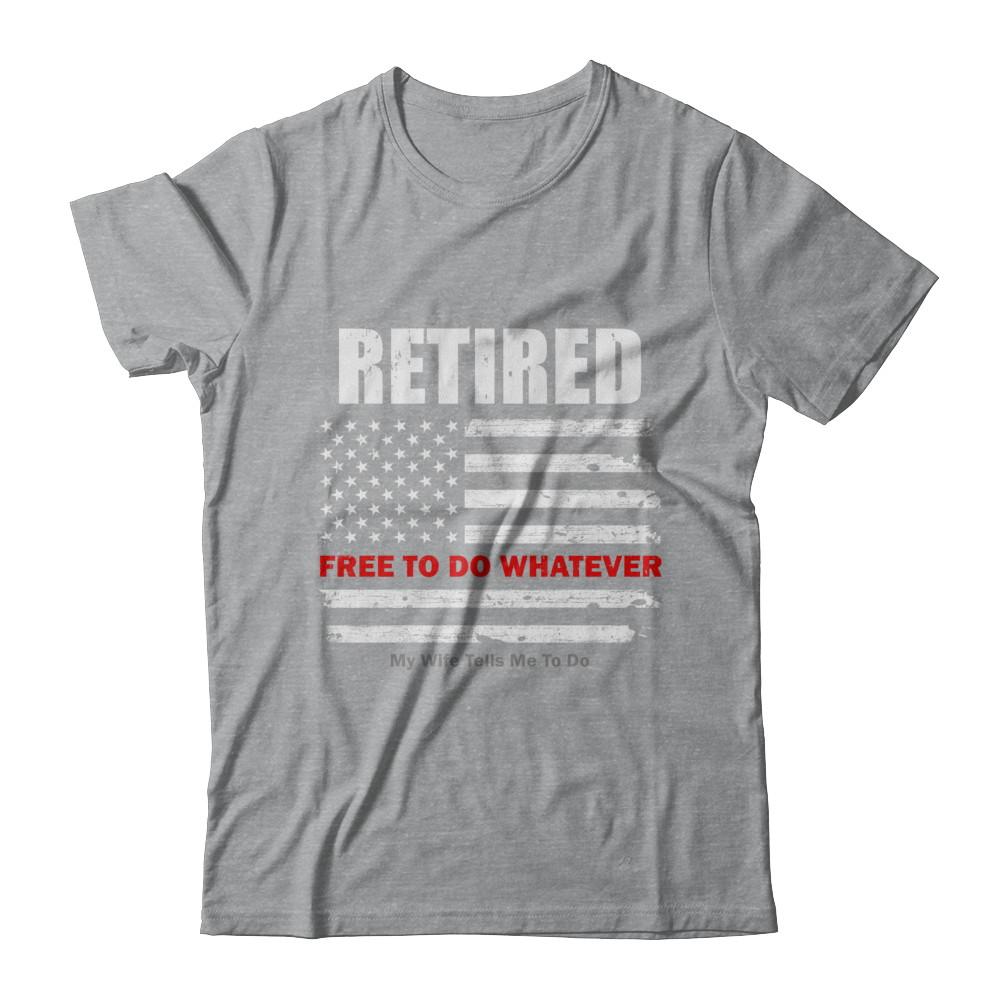 Retired Free to Do Whatever Thin Red Line Firefighter-T-Shirt & Hoodie-Classic T-Shirt-Sport Grey