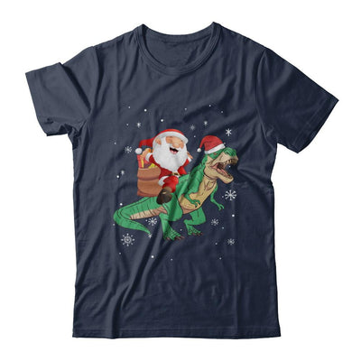 Christmas Santa Kids Dinosaur T-Rex For Boys Kids-T-Shirt & Hoodie-Classic T-Shirt-Navy