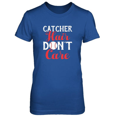 Catcher Hair Don't Care Baseball-T-Shirt & Tank Top-Women's T-Shirt-Royal