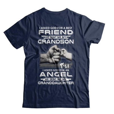 A Best Friend He Sent Me My Grandson & Angel Granddaughter-T-Shirt & Hoodie-Classic T-Shirt-Navy
