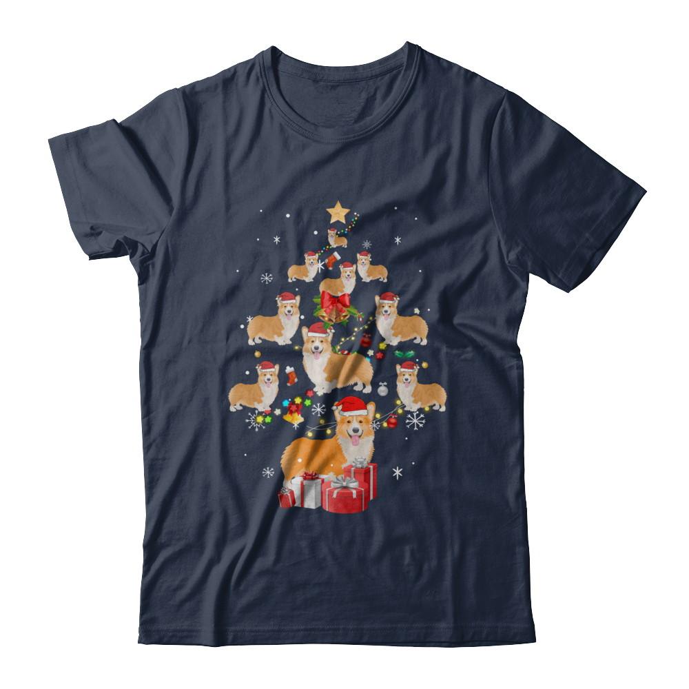 Cute Corgi Christmas Tree Dogs Lover-T-Shirt & Sweatshirt-Classic T-Shirt-Navy