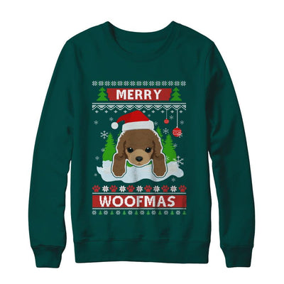 Poodle Merry Woofmas Ugly Christmas Sweater-T-Shirt & Sweatshirt-Crewneck Sweatshirt-Deep Forest