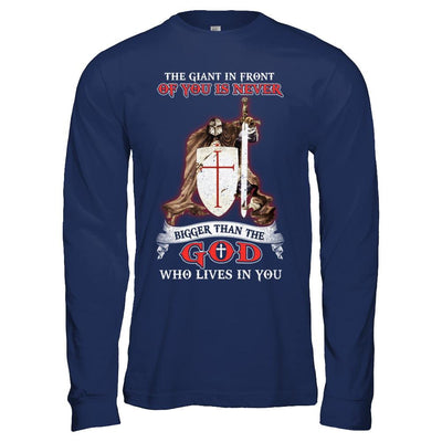 Knight Templar The Giant In Front Never Bigger Than The God-T-Shirt & Hoodie-Long Sleeve T-Shirt-Navy