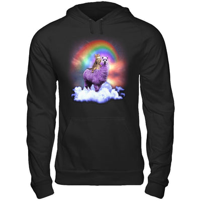 Rainbow Llama Cat-T-Shirt & Hoodie-Pullover Hoodie-Black
