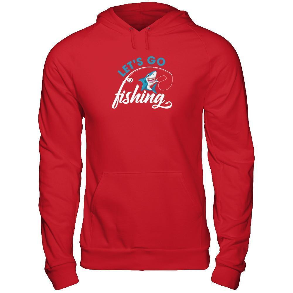 Let's Go Fishing Shark Lovers-T-Shirt & Tank Top-Pullover Hoodie-Red
