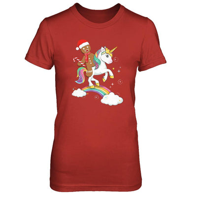 Gingerbread Man Riding A Unicorn Christmas Xmas Gift-T-Shirt & Sweatshirt-Women's T-Shirt-Red
