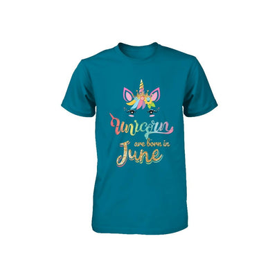 Cute Unicorns Are Born In June Birthday Gift Youth-Youth Shirt-