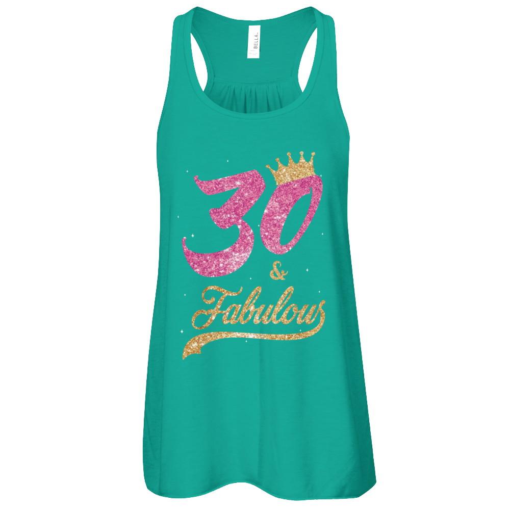 30 And Fabulous 1991 30th Birthday Gift-T-Shirt & Tank Top-Women's Flowy Racerback Tank-Kelly