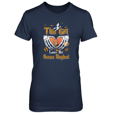 This Girl Love Her Dog German Shepherd Halloween-T-Shirt & Tank Top-Women's T-Shirt-Navy