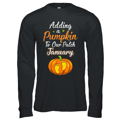 Halloween Pumpkin Pregnancy Mom Due Date In January 2021-T-Shirt & Hoodie-Long Sleeve T-Shirt-Black