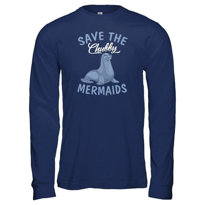 Save The Chubby Mermaids-T-Shirt & Tank Top-Long Sleeve T-Shirt-Navy