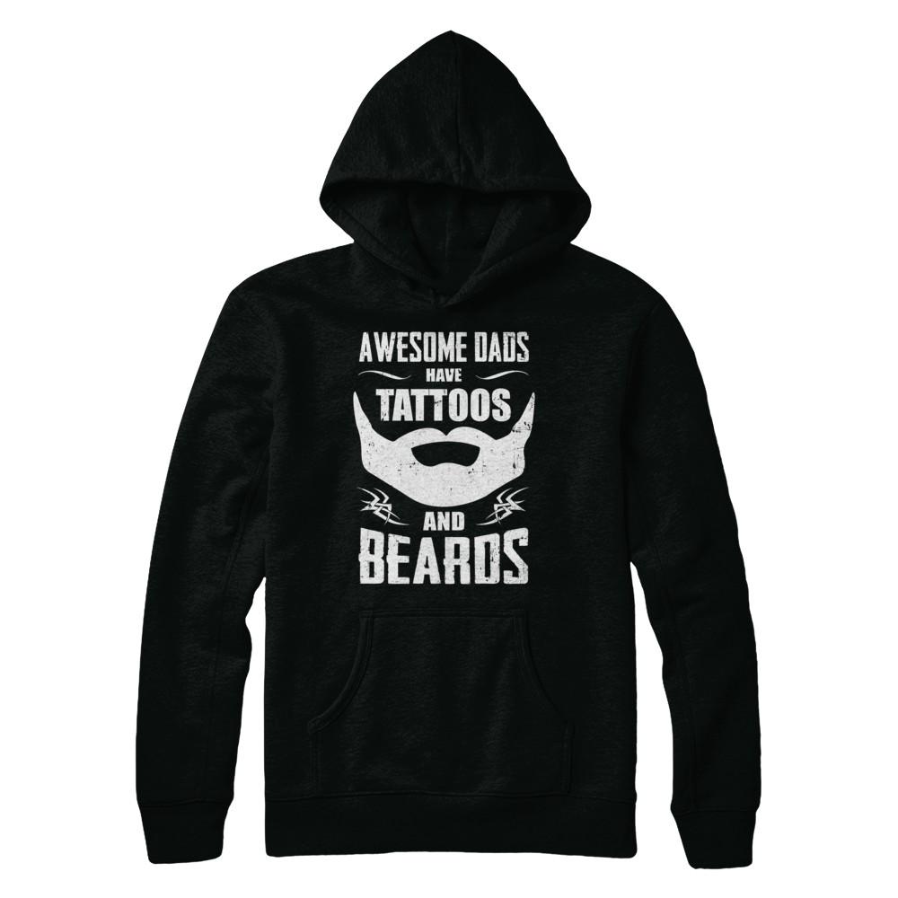 Awesome Dads Have Tattoos And Beards-T-Shirt & Hoodie-Pullover Hoodie-Black