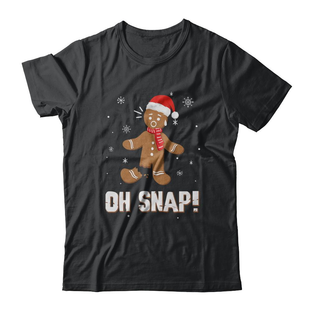 Oh Snap Funny Gingerbread Man Cute Christmas-T-Shirt & Sweatshirt-Classic T-Shirt-Black