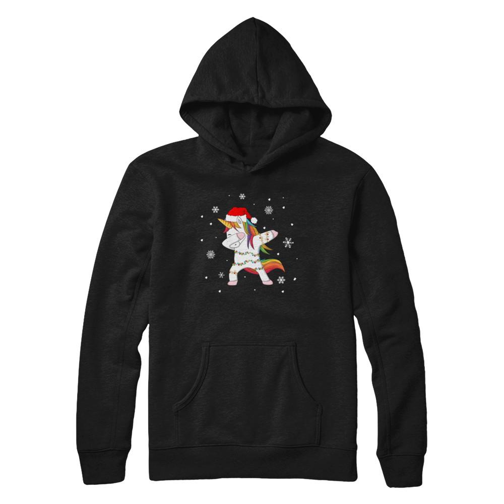 Dabbing Unicorn Ugly Christmas Sweater Girls-T-Shirt & Sweatshirt-Pullover Hoodie-Black