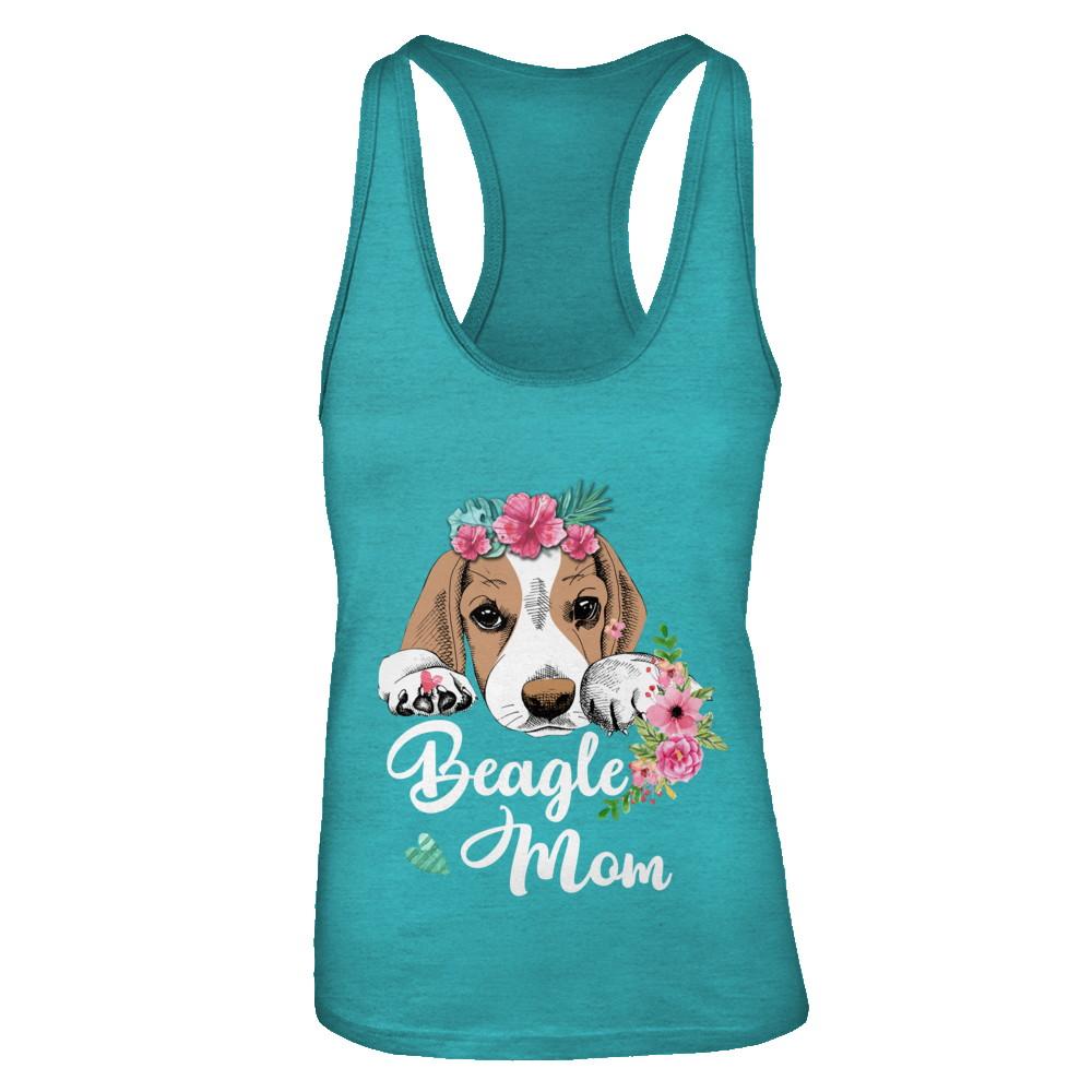 Beagle Mom Funny Dog Mom Gift Idea-T-Shirt & Tank Top-Women's Ideal Racerback Tank-Tahiti Blue