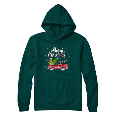 German Shepherd Retriever Rides Red Truck Christmas Pajama-T-Shirt & Sweatshirt-Pullover Hoodie-Deep Forest