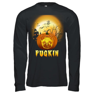 Halloween Pugkin Funny Pumpkin Pug-T-Shirt & Hoodie-Long Sleeve T-Shirt-Black