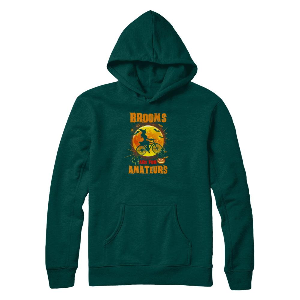 Brooms Are For Amateurs Funny Halloween Bicycle-T-Shirt & Tank Top-Pullover Hoodie-Deep Forest