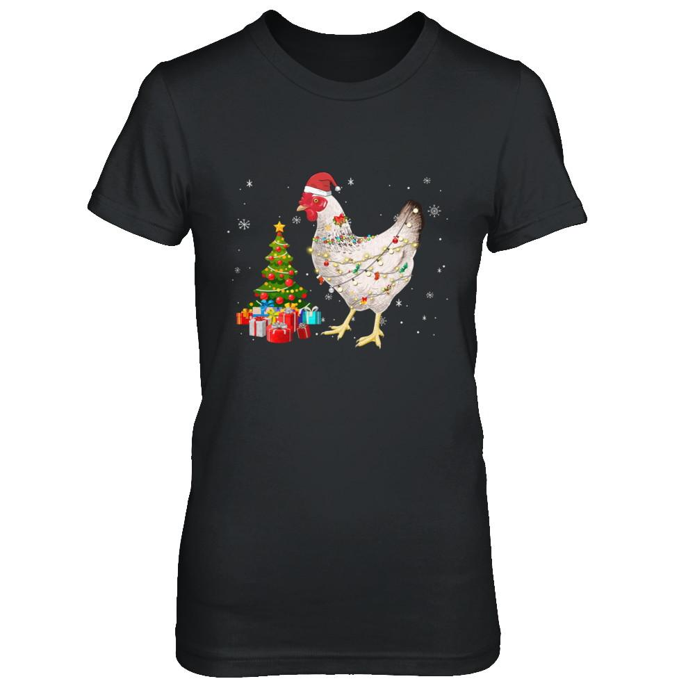 Vintage Chicken Merry Christmas Light Led-T-Shirt & Hoodie-Women's T-Shirt-Black