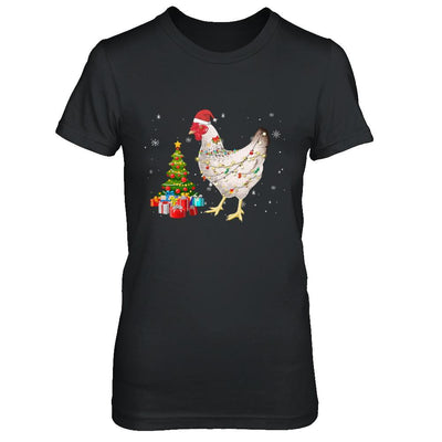 Vintage Chicken Merry Christmas Light Led-T-Shirt & Hoodie-Women's T-Shirt-Black