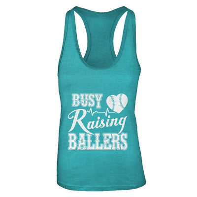Busy Raising Ballers Baseball-T-Shirt & Tank Top-Women's Ideal Racerback Tank-Tahiti Blue