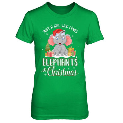 Just A Girl Who Loves Elephants And Christmas-T-Shirt & Sweatshirt-Women's T-Shirt-Irish Green