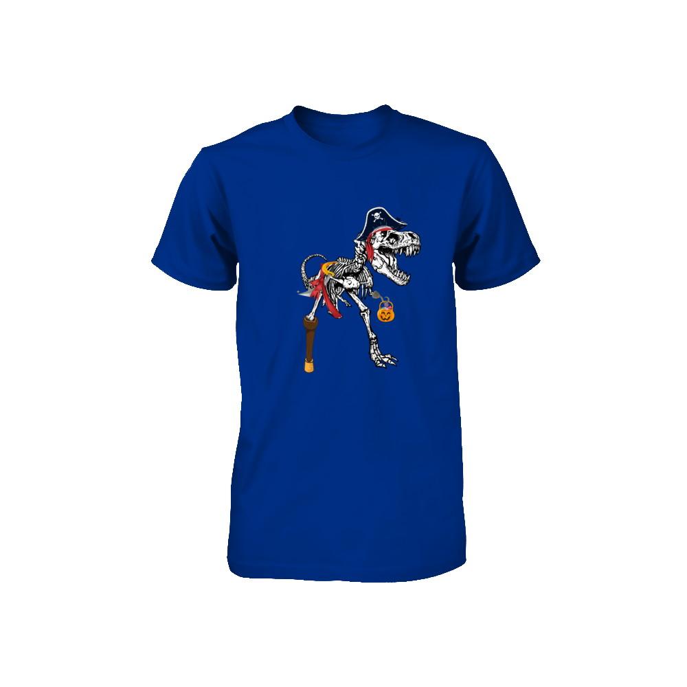 Dinosaurs T-Rex Skeleton Pirate Halloween Saurus For Kids Youth-Youth Shirt-