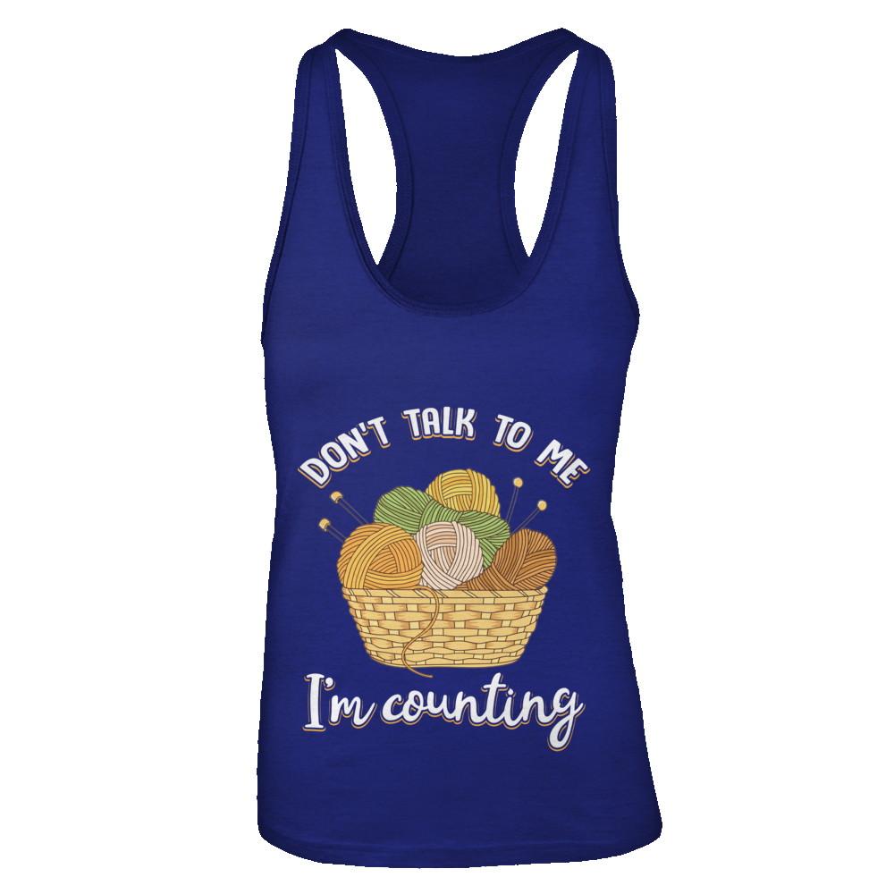 Don't Talk To Me I'm Counting Funny Knitting Crochet-T-Shirt & Tank Top-Women's Ideal Racerback Tank-Royal