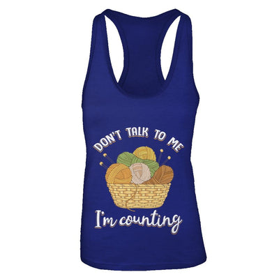 Don't Talk To Me I'm Counting Funny Knitting Crochet-T-Shirt & Tank Top-Women's Ideal Racerback Tank-Royal
