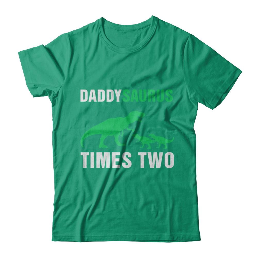 Daddysaurus Times Two Twins Fathers Day-T-Shirt & Hoodie-Classic T-Shirt-Kelly Green