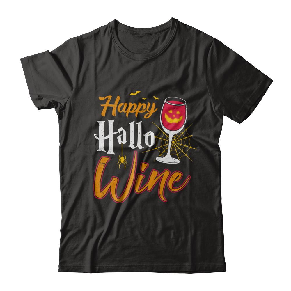 Happy Hallo Wine Funny Halloween-T-Shirt & Sweatshirt-Premium T-Shirt-Black