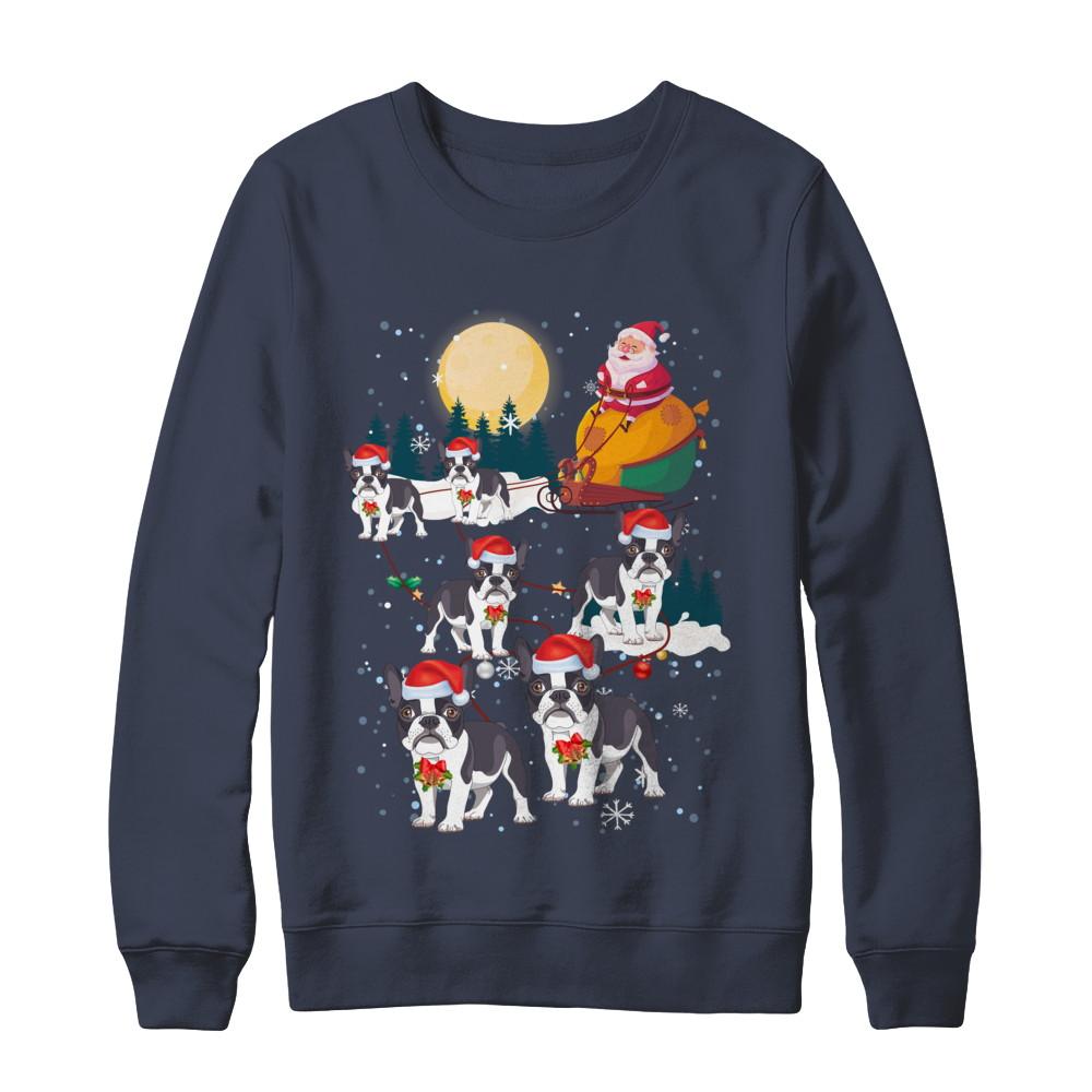 Dog Reindeer Bulldog Christmas Gift-T-Shirt & Sweatshirt-Crewneck Sweatshirt-Navy