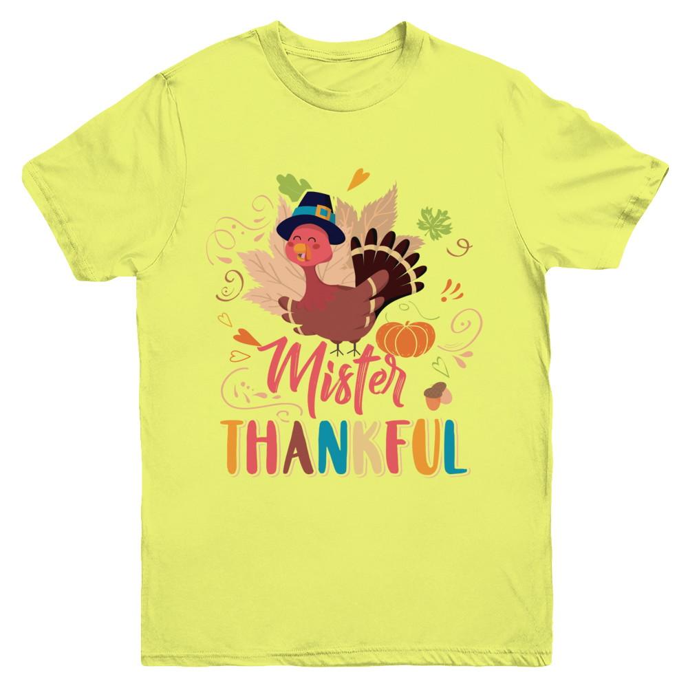 Cute Mister Thankful Turkey Thanksgiving Youth-Youth Shirt-Youth T-Shirt-Daisy