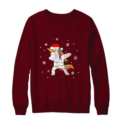 Dabbing Unicorn Ugly Christmas Sweater Girls-T-Shirt & Sweatshirt-Crewneck Sweatshirt-Maroon