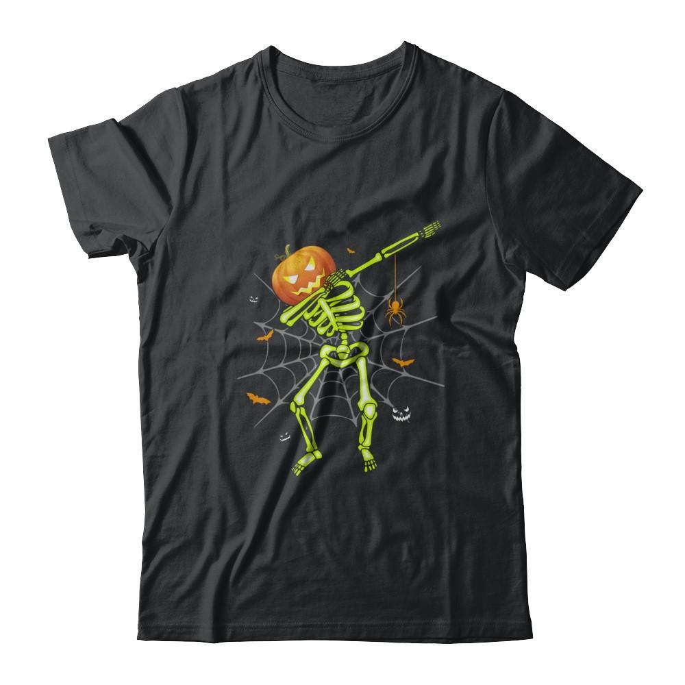 Funny Dabbing Skeleton Pumpkin Halloween Dab-T-Shirt & Hoodie-Classic T-Shirt-Black