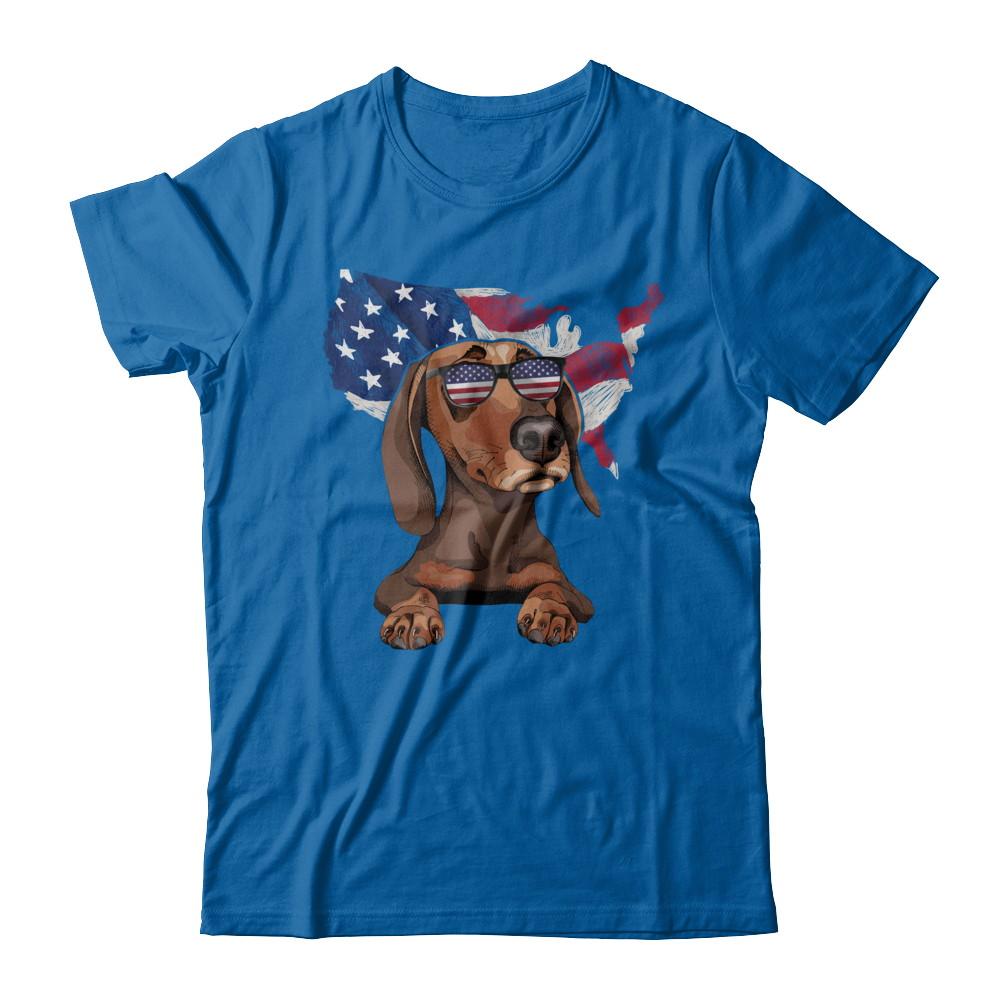 Funny Patriot Dachshund Dog 4Th Of July American Flag-T-Shirt & Hoodie-Classic T-Shirt-Royal