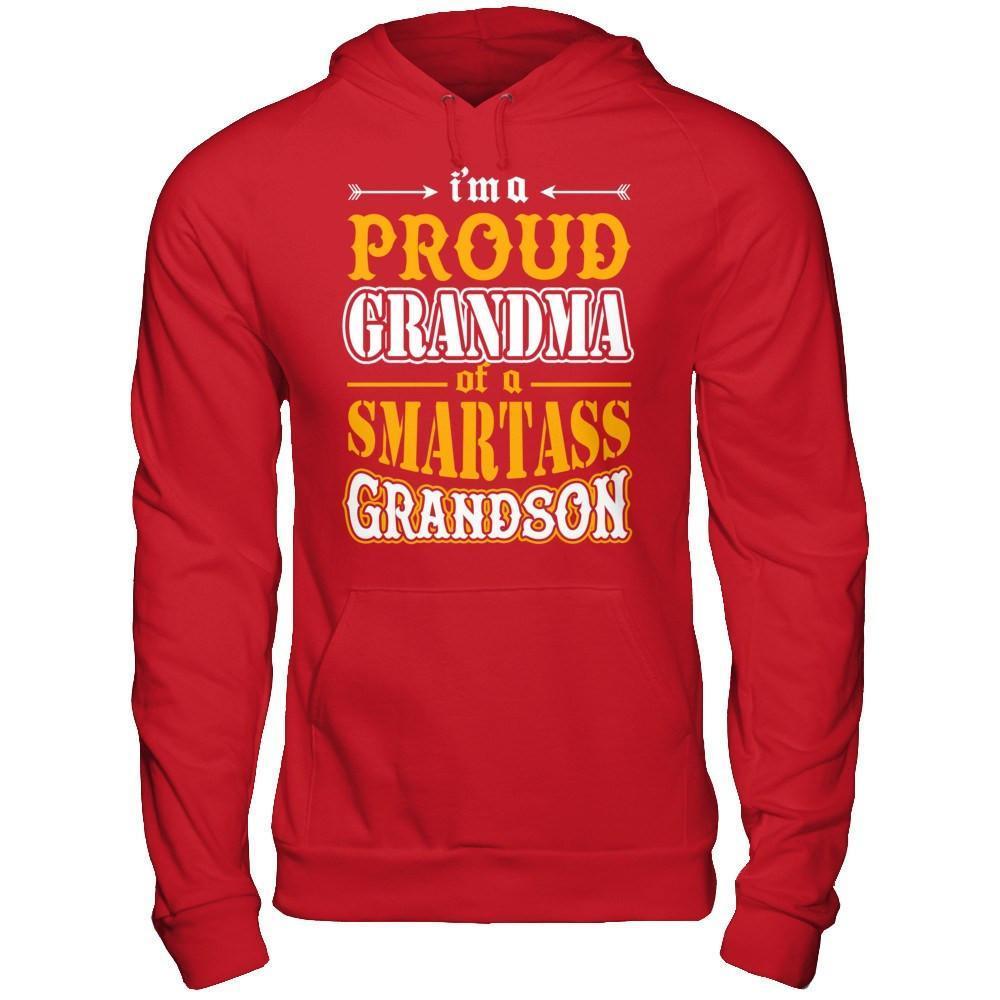 I'm A Proud Grandma Of A Smartass Grandson-T-Shirt & Hoodie-Pullover Hoodie-Red