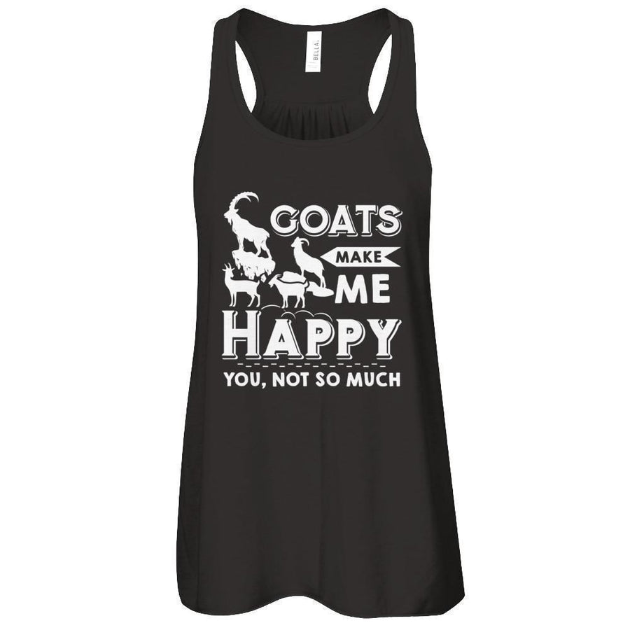 Goats Make Me Happy You Not So Much Goat Lover-T-Shirt & Tank Top-Women's Flowy Racerback Tank-Black