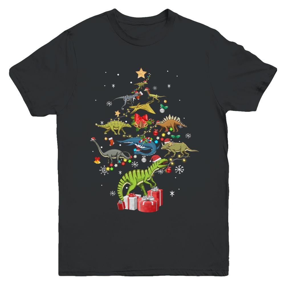 Tree Rex Funny Dinosaur Christmas Tree Kids Gift Youth-Youth Shirt-Youth T-Shirt-Black