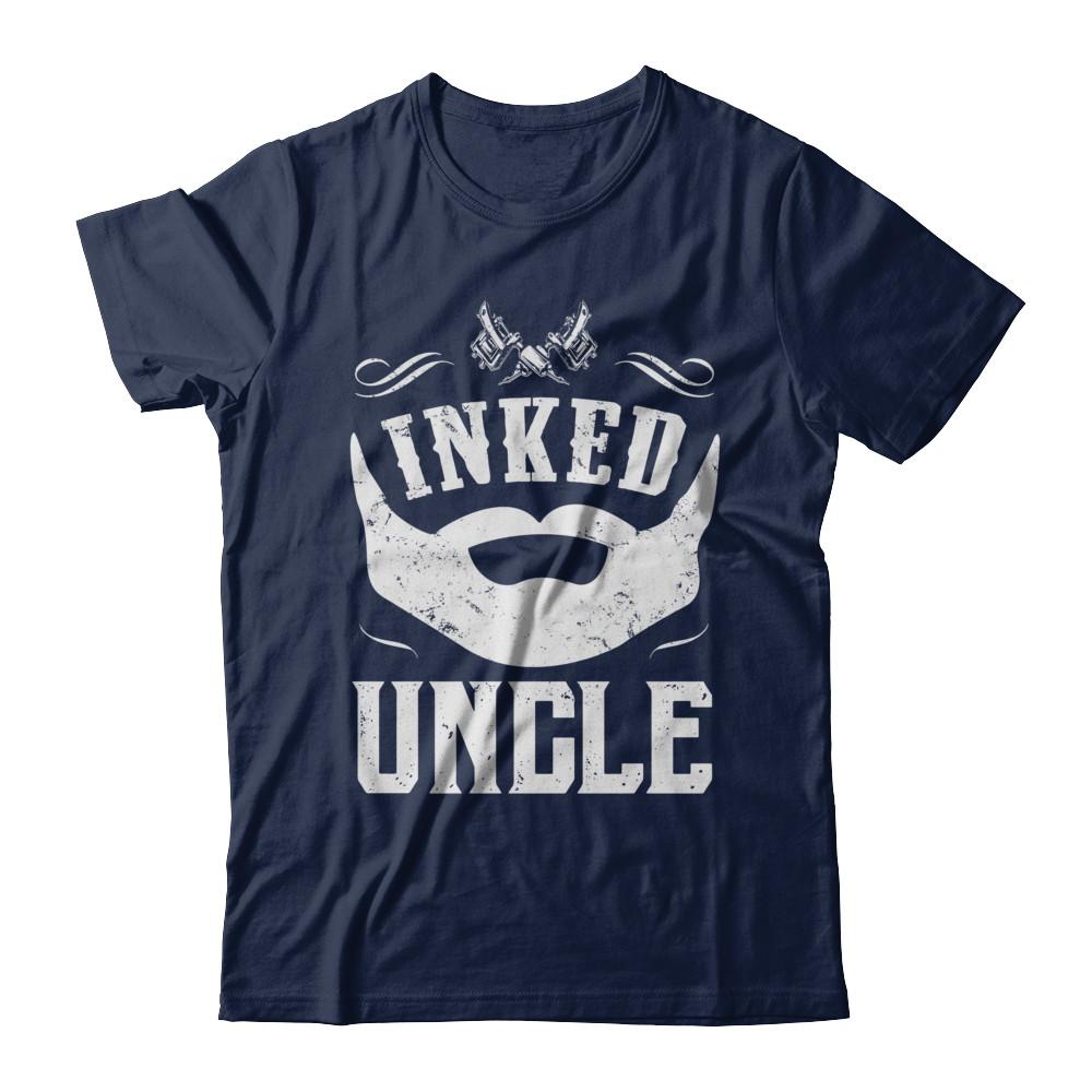 Inked Uncle Bearded Man Tattooed Tattoos-T-Shirt & Hoodie-Classic T-Shirt-Navy