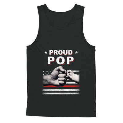 Proud Pop Fireman Firefighter Thin Red Line Flag Fathers Day-T-Shirt & Hoodie-Unisex Tank-Black