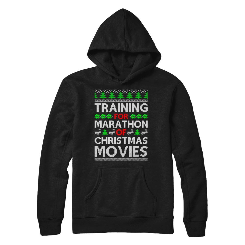 Training For A Marathon Of Christmas Movies-T-Shirt & Sweatshirt-Pullover Hoodie-Black