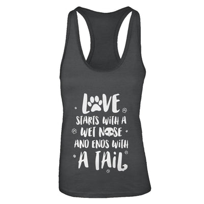 Love Starts With A Wet Nose Dog Puppy Love-T-Shirt & Tank Top-Women's Ideal Racerback Tank-Black