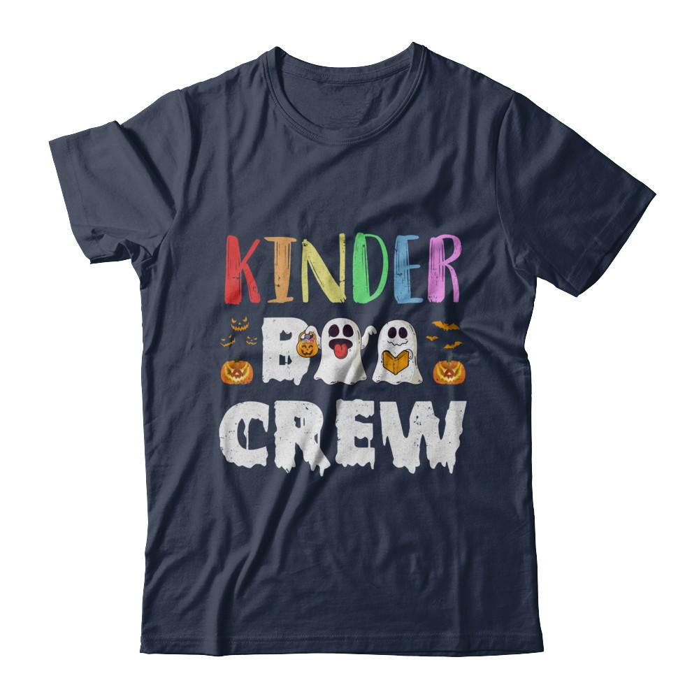 Cute Boo Crew Kindergarten Teacher Halloween-T-Shirt & Hoodie-Classic T-Shirt-Navy