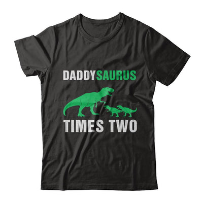 Daddysaurus Times Two Twins Fathers Day-T-Shirt & Hoodie-Classic T-Shirt-Black