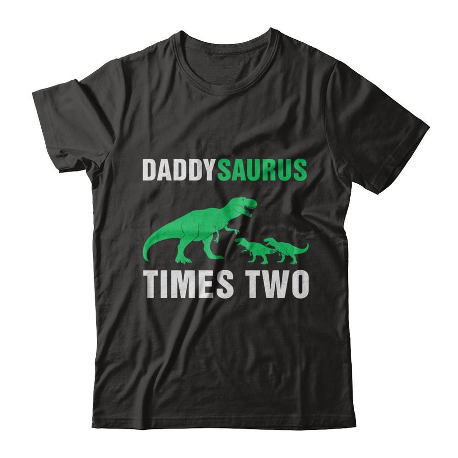 Daddysaurus Times Two Twins Fathers Day-T-Shirt & Hoodie-Classic T-Shirt-Black
